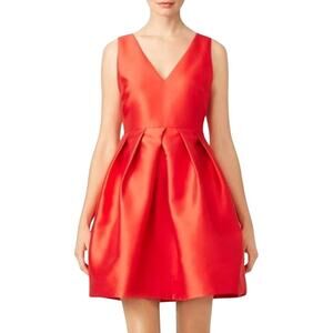 ERIN Erin Fetherson Devon Fit and Flare Dress Size 6 Red Pockets Side Zipper